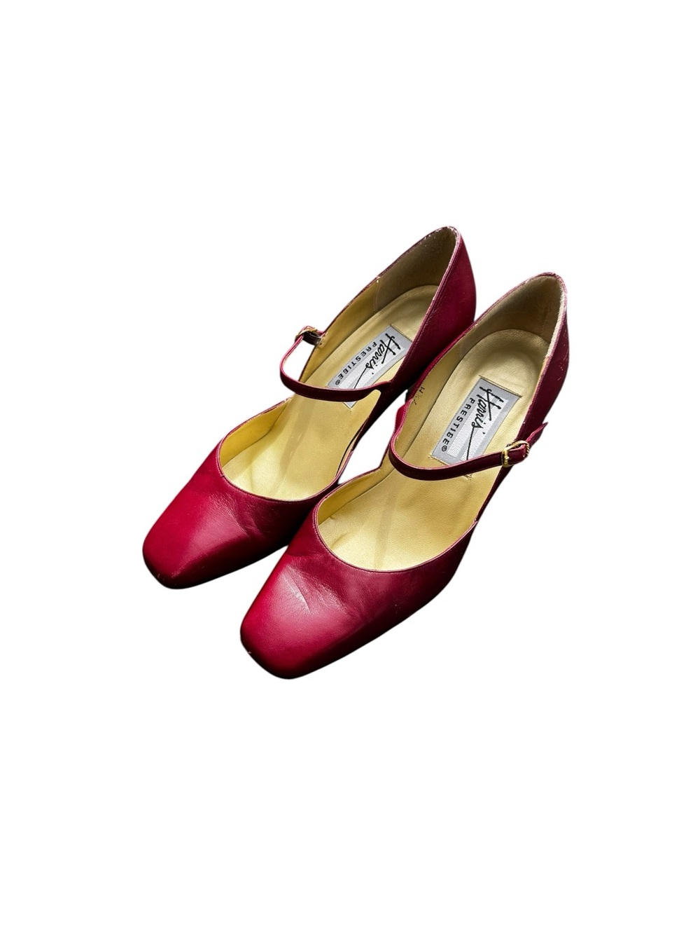 Harris Prestige Vintage Red Leather Mary Jane Heels Size 7.5